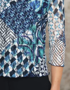 Clearance T-shirt bleu imprimé T-shirts|Hauts