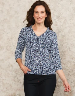 Online T-shirt bleu imprimé T-shirts|Hauts