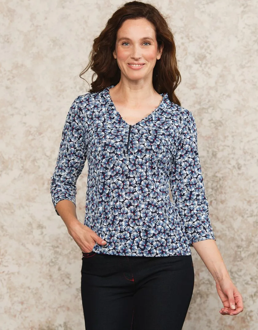 Online T-shirt bleu imprimé T-shirts|Hauts