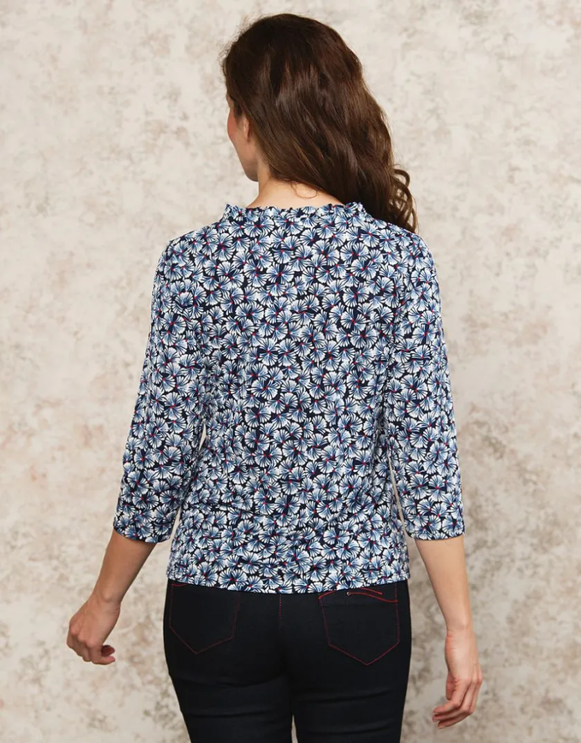 Online T-shirt bleu imprimé T-shirts|Hauts