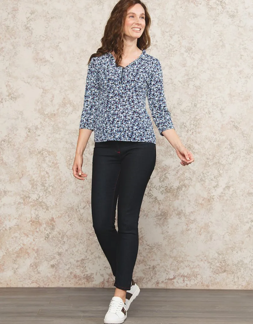 Online T-shirt bleu imprimé T-shirts|Hauts