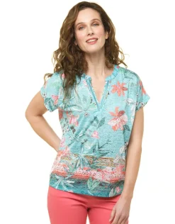 Clearance T-shirt bleu imprimé T-shirts|Hauts