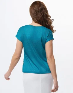 Online T-shirt bleu motif fleuri T-shirts|Hauts