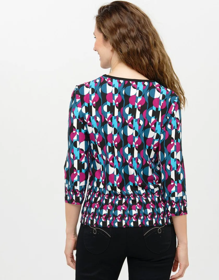 Outlet T-shirt bleu rose motifs T-shirts|Hauts