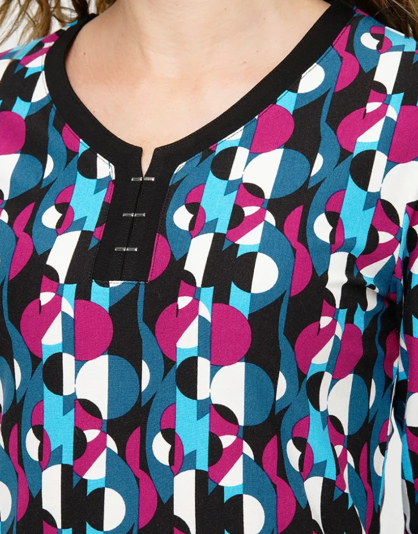 Outlet T-shirt bleu rose motifs T-shirts|Hauts