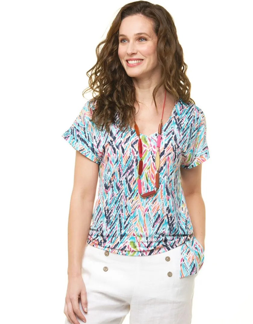 Clearance T-shirt bleu turquoise Hauts|T-shirts