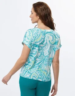Outlet T-shirt chic imprimé bleu T-shirts|Hauts