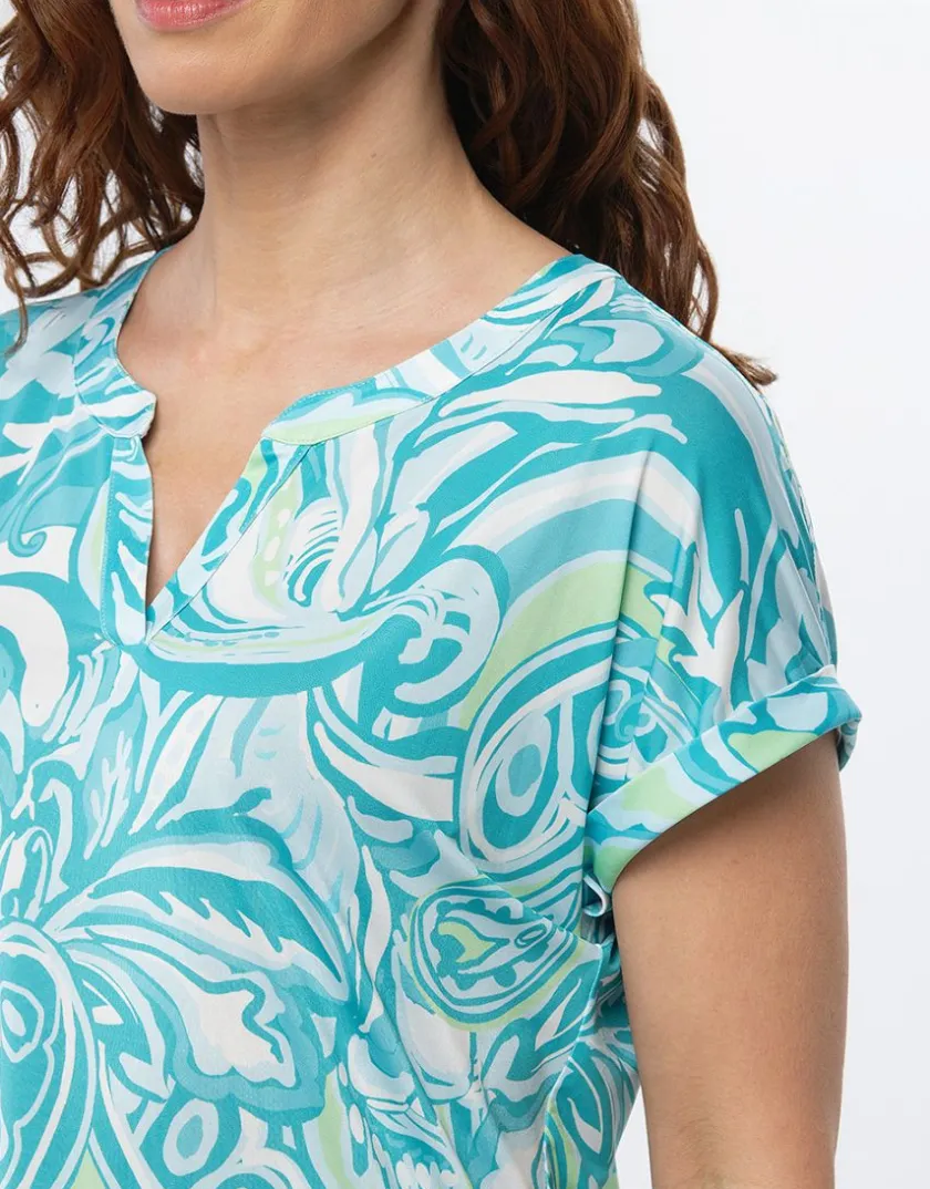 Outlet T-shirt chic imprimé bleu T-shirts|Hauts