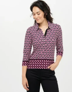 Hot T-shirt col chemise rose T-shirts|Hauts