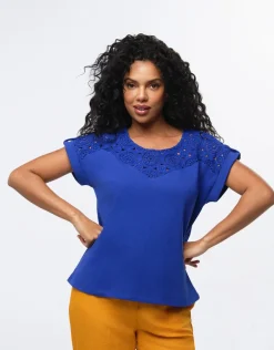 Online T-shirt coton bleu Hauts|T-shirts
