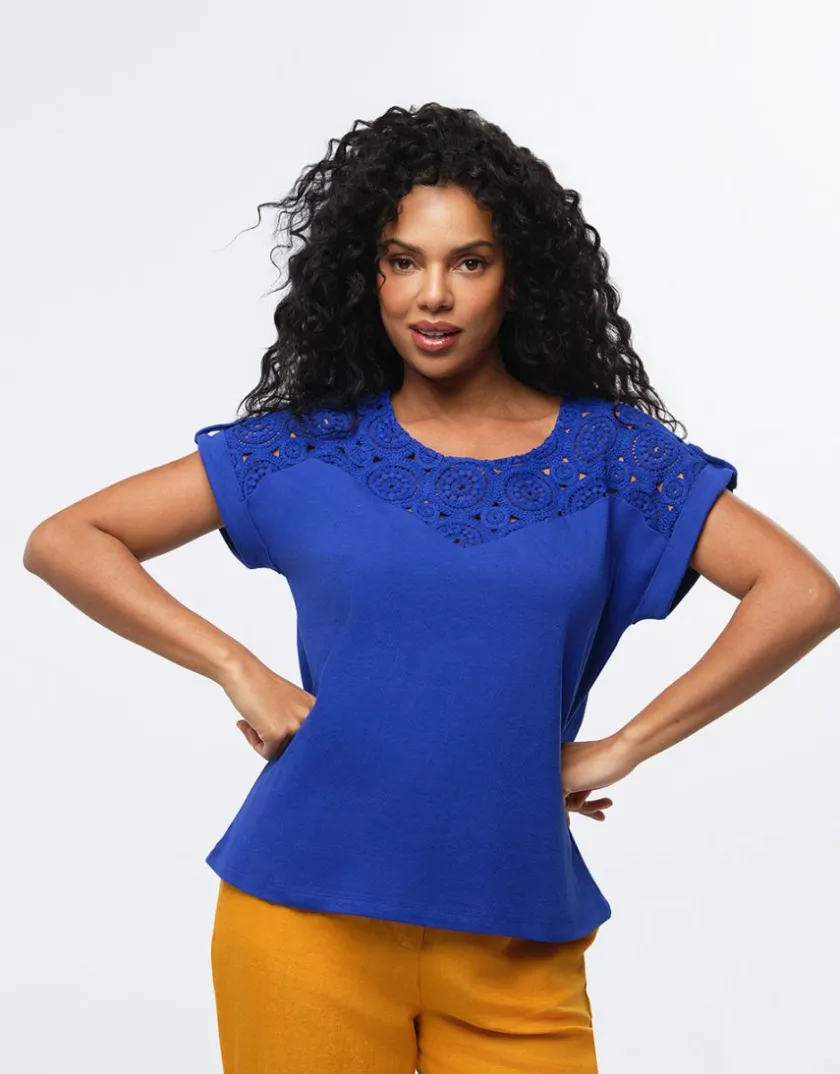 Online T-shirt coton bleu Hauts|T-shirts