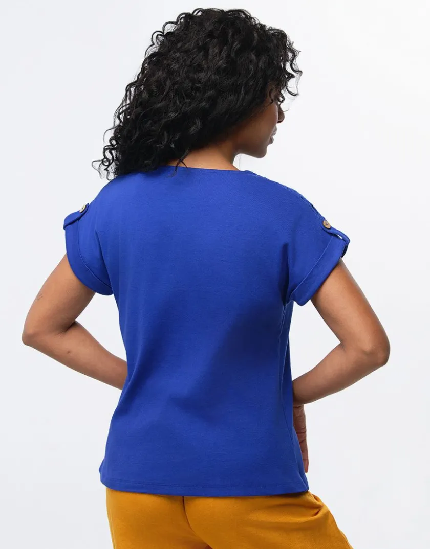 Online T-shirt coton bleu Hauts|T-shirts