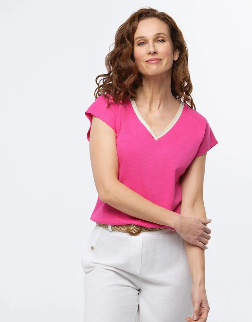 Hot T-shirt coton fuchsia T-shirts|Hauts