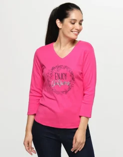 Hot T-shirt coton modal rose T-shirts|Hauts