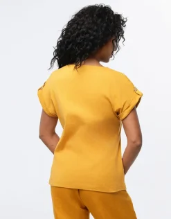 Fashion T-shirt coton ocre T-shirts|Hauts