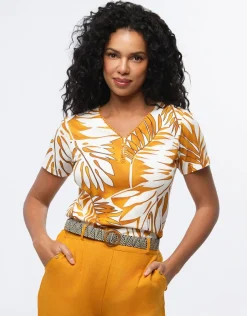 Best T-shirt coton ocre motif T-shirts|Hauts