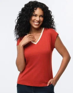 Outlet T-shirt coton terracotta T-shirts|Hauts