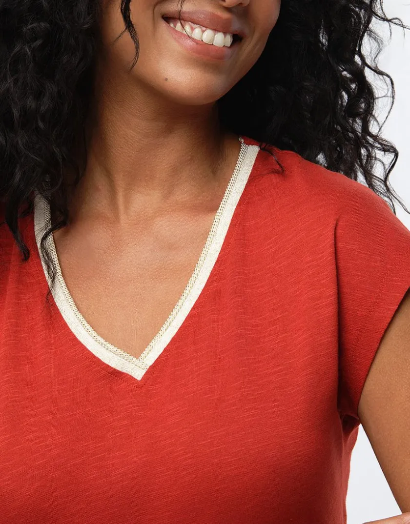 Outlet T-shirt coton terracotta T-shirts|Hauts