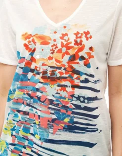 Outlet T-shirt écru col V T-shirts|Hauts