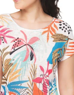 New T-shirt écru floral T-shirts|Hauts
