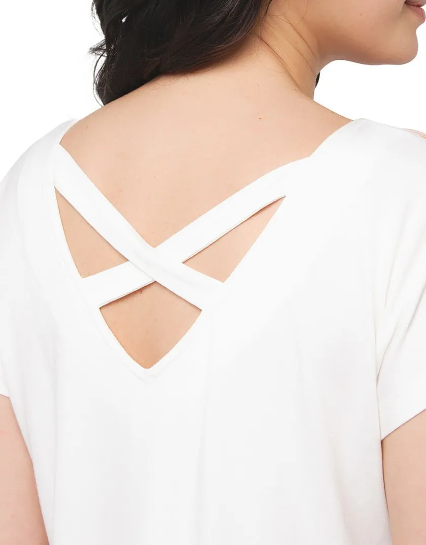 New T-shirt écru floral T-shirts|Hauts