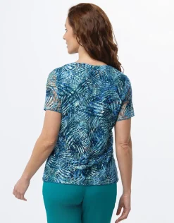 New T-shirt dentelle bleu T-shirts|Hauts
