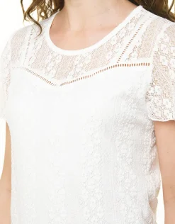 Fashion T-shirt dentelle écru T-shirts|Hauts