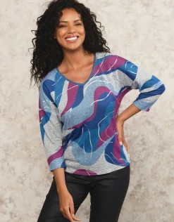 Sale T-shirt doux motif gris T-shirts|Hauts