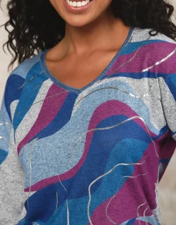 Sale T-shirt doux motif gris T-shirts|Hauts