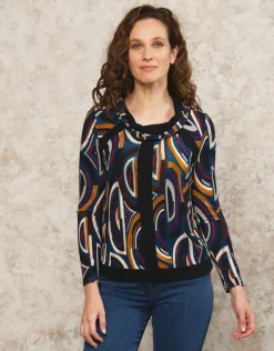 Outlet T-shirt doux motif noir T-shirts|Hauts