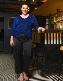 Clearance T-shirt drapé chic bleu Chemisiers & Blouses|Hauts