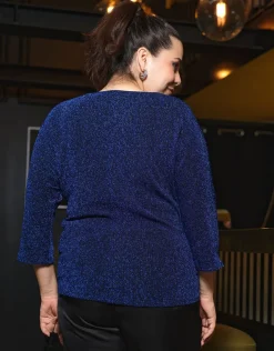 Clearance T-shirt drapé chic bleu Chemisiers & Blouses|Hauts