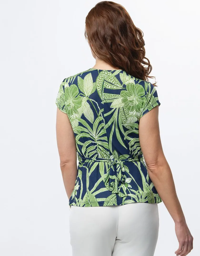 Clearance T-shirt drapé motif bleu T-shirts|Hauts