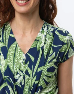 Clearance T-shirt drapé motif bleu T-shirts|Hauts