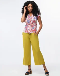 New T-shirt drapé motif rose T-shirts|Hauts