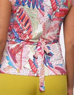 New T-shirt drapé motif rose T-shirts|Hauts