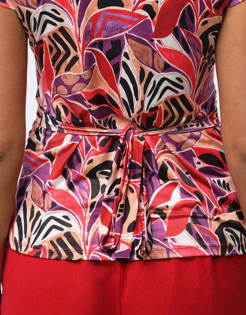 Sale T-shirt drapé motif rouge T-shirts|Hauts