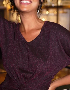 Discount T-shirt drapé noir rose Chemisiers & Blouses|Hauts