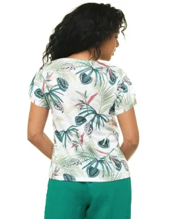 Sale T-shirt feuillage blanc T-shirts|Hauts