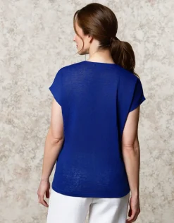 Outlet T-shirt fluide bleu dur T-shirts|Hauts
