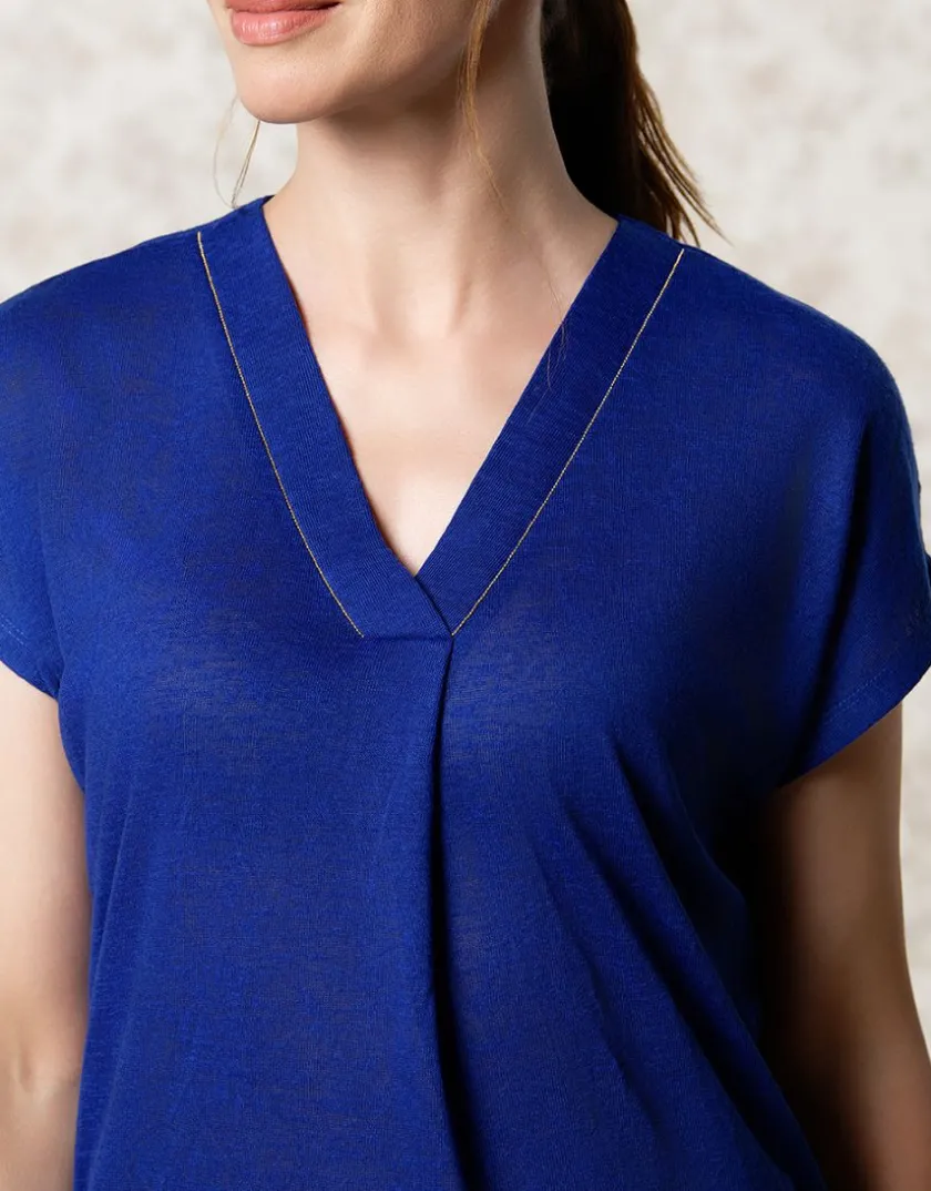 Outlet T-shirt fluide bleu dur T-shirts|Hauts