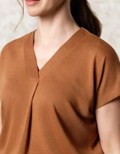 Discount T-shirt fluide marron T-shirts|Hauts