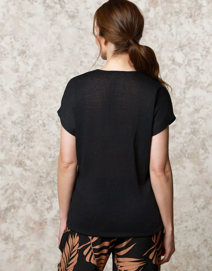Fashion T-shirt fluide noir T-shirts|Hauts