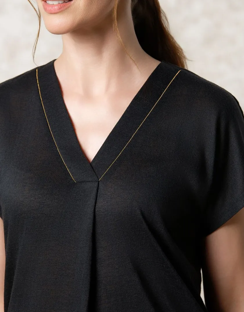 Fashion T-shirt fluide noir T-shirts|Hauts