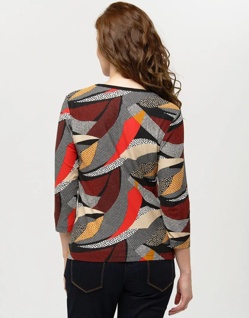 Outlet T-shirt gris rouge motifs T-shirts|Hauts