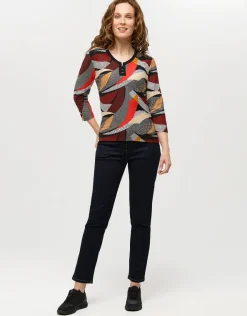 Outlet T-shirt gris rouge motifs T-shirts|Hauts