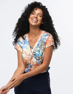 Online T-shirt imprimé à strass T-shirts|Hauts