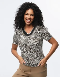 Fashion T-shirt imprimé animalier T-shirts|Hauts