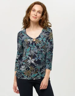 Online T-shirt imprimé bleu Hauts|T-shirts