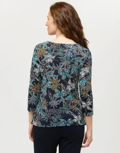 Online T-shirt imprimé bleu Hauts|T-shirts